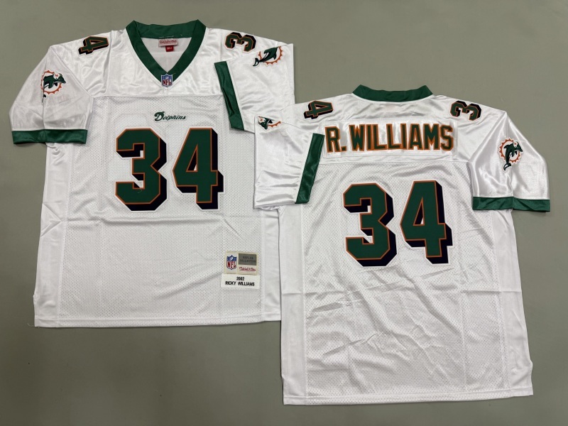Men 2025 Miami Dolphins 34 R.Williams white Throwback Limited NFL Jersey style 002